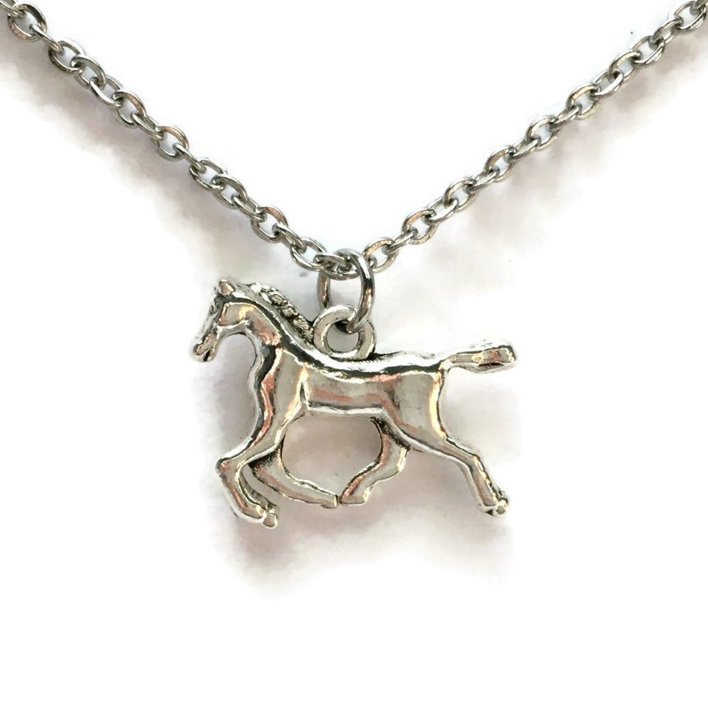 🐴 Horse Pony Necklace Tibetan Silver charm Stainless Steel chain 🐎 4for$20